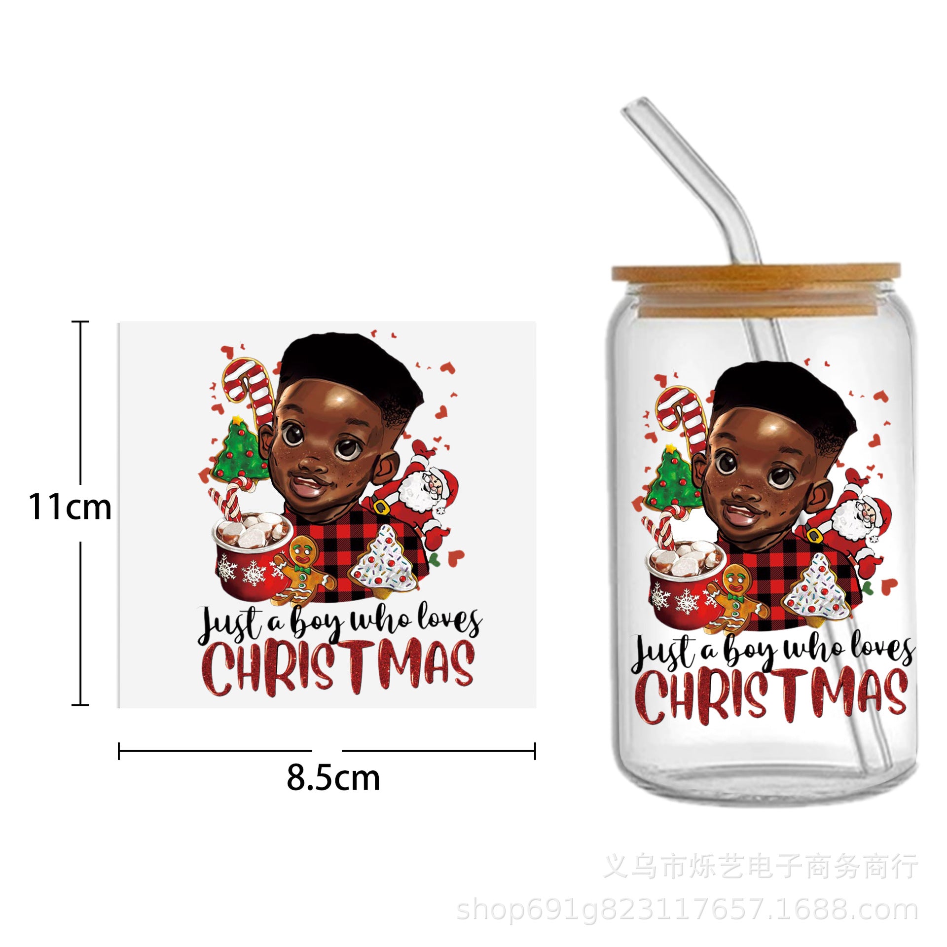Wholesale Black Girl Series UV DTF Transfer Crystal Cup Sticker
